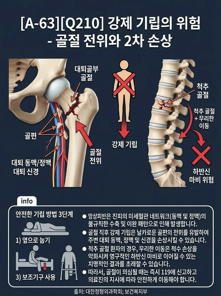 강제 기립의 위험 — 골절 전위와 2차 손상