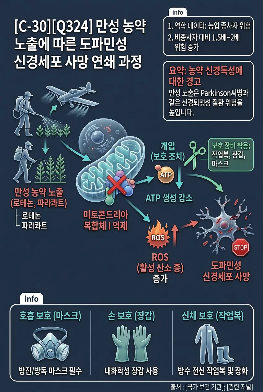 만성 농약 노출에 따른 도파민성 신경세포 사망 연쇄