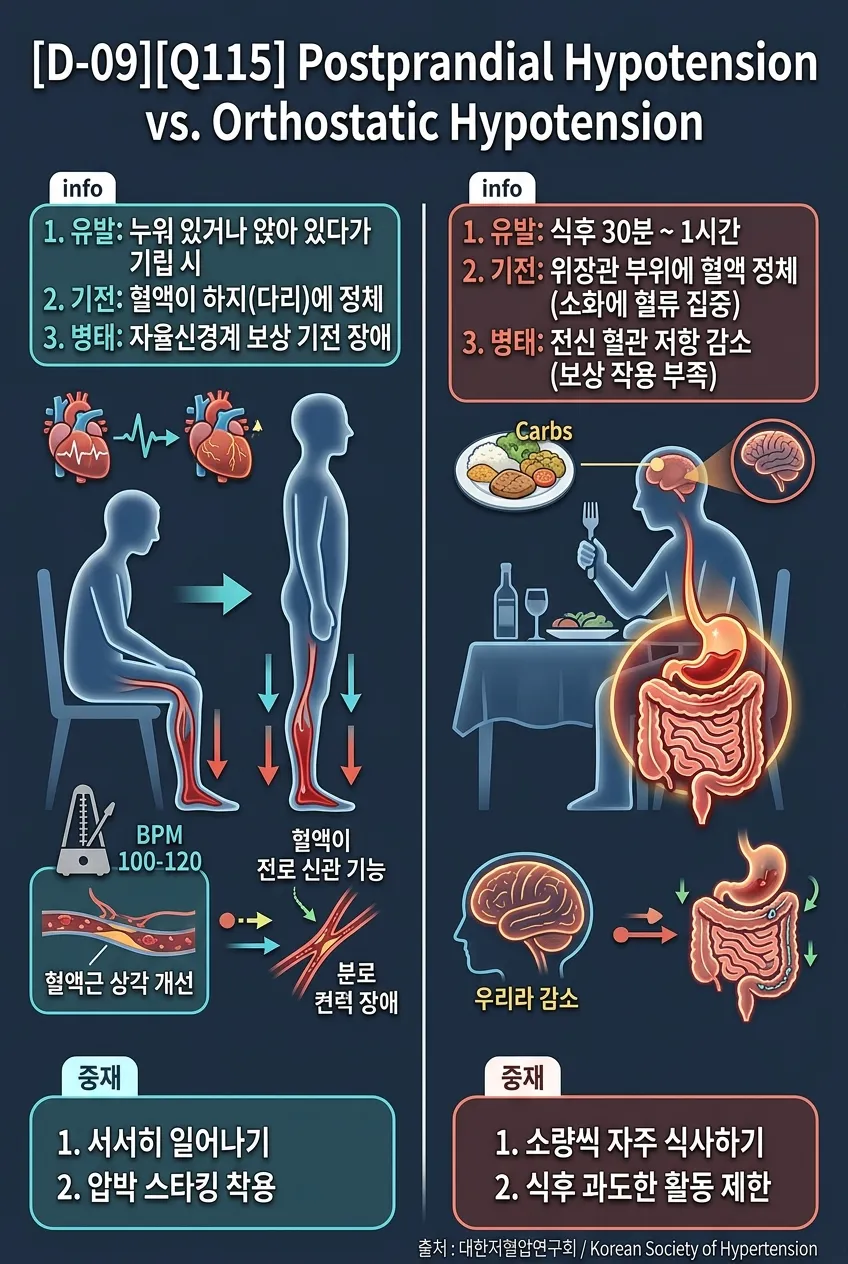 기립성 저혈압 vs 식후 저혈압