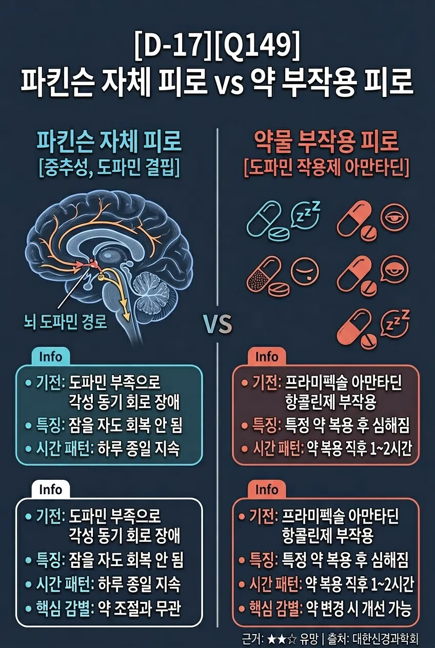 파킨슨 자체 피로 vs 약 부작용 피로