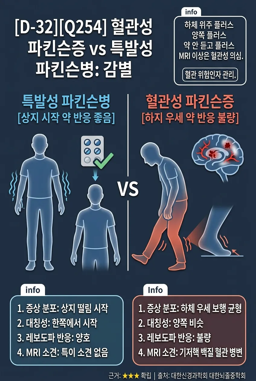 혈관성 파킨슨증 vs 특발성 파킨슨병: 감별