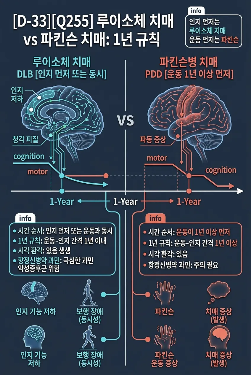 루이소체 치매(DLB) vs 파킨슨병 치매(PDD): 1년 규칙