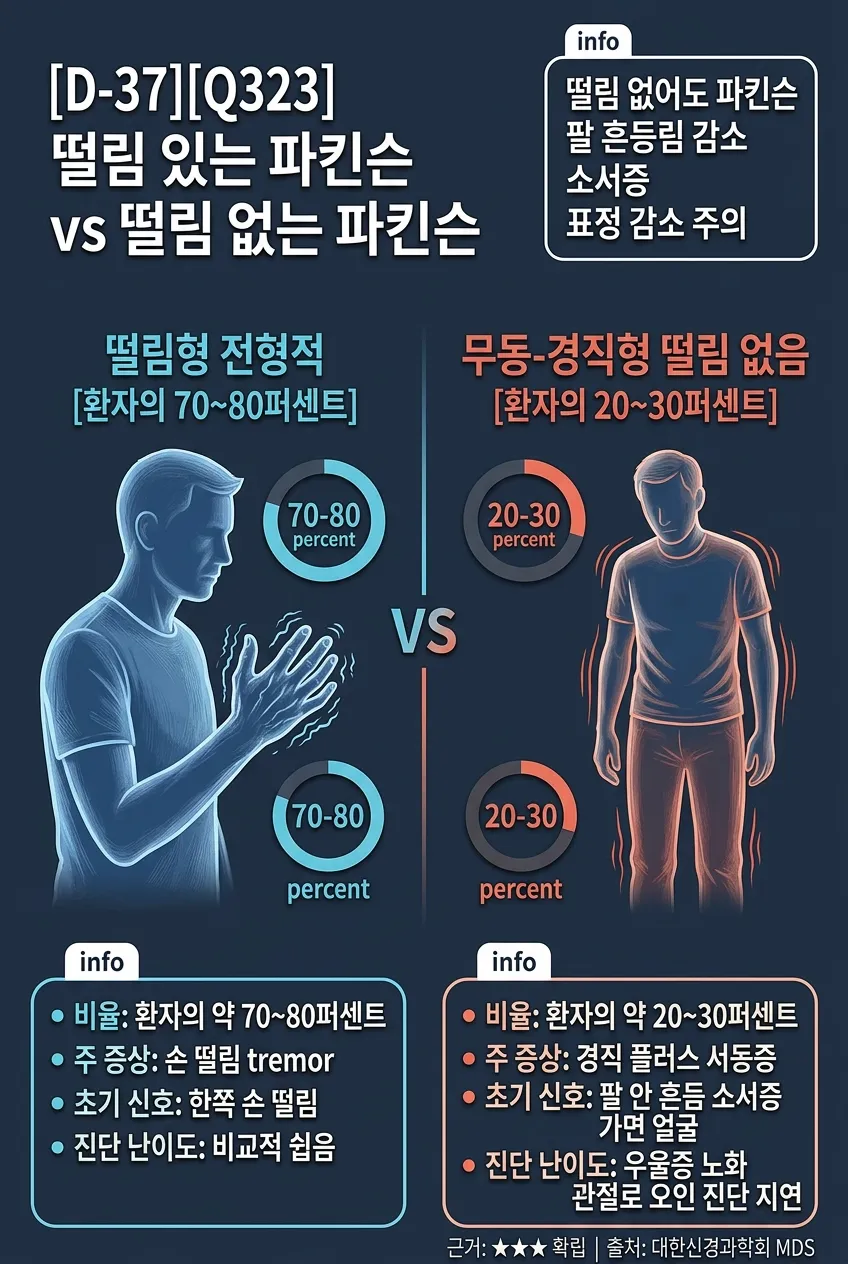 떨림 있는 파킨슨 vs 떨림 없는 파킨슨