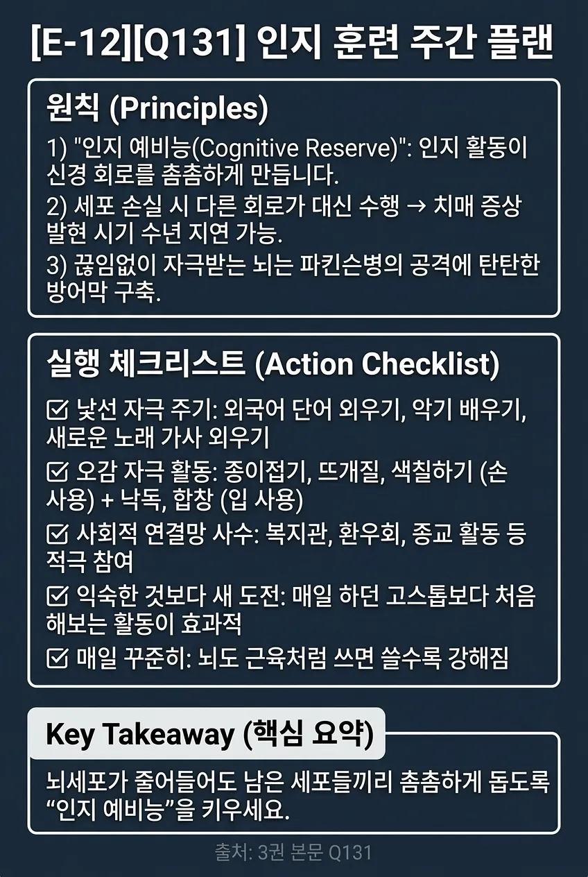 인지 훈련 주간 플랜