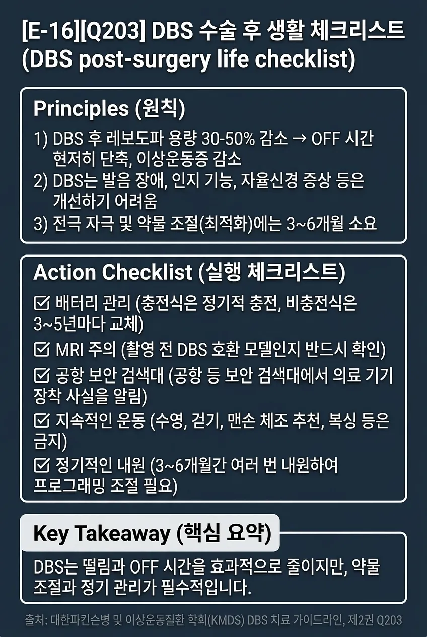 DBS 수술 후 생활 체크리스트