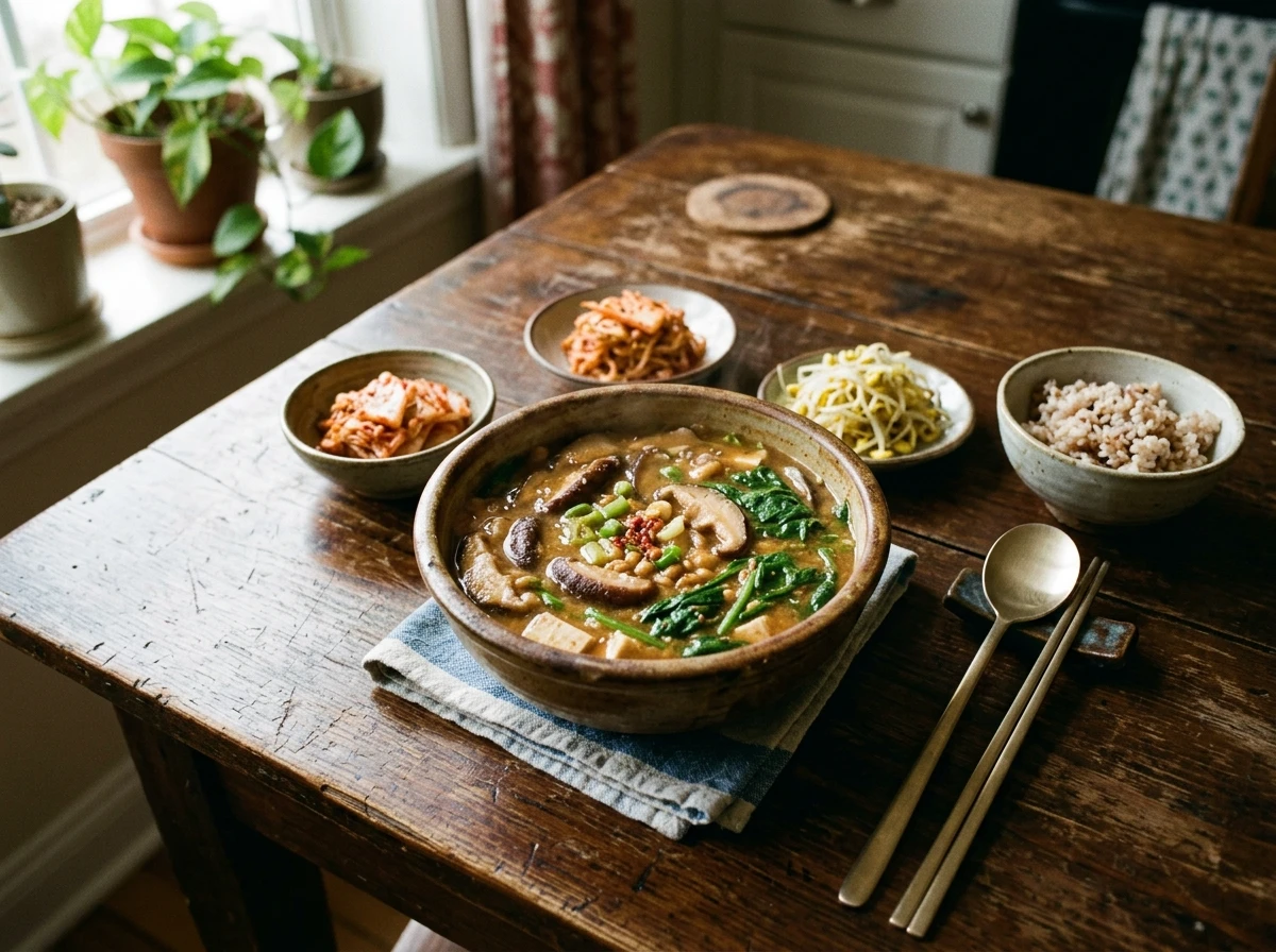 표고 시금치 된장국